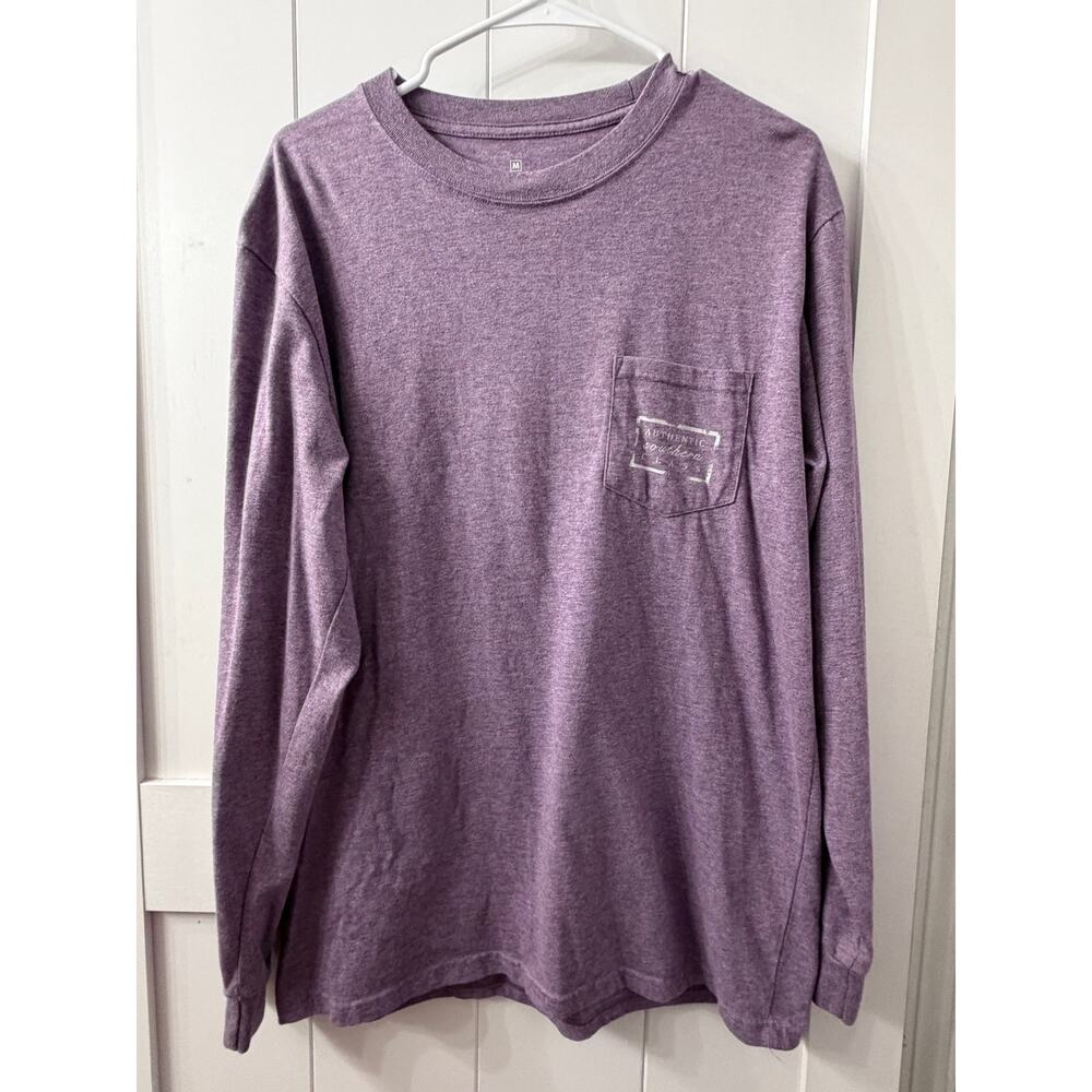 Southern Marsh Authentic Heathered Long Sleeve Tee in soft purple wash sz Medium